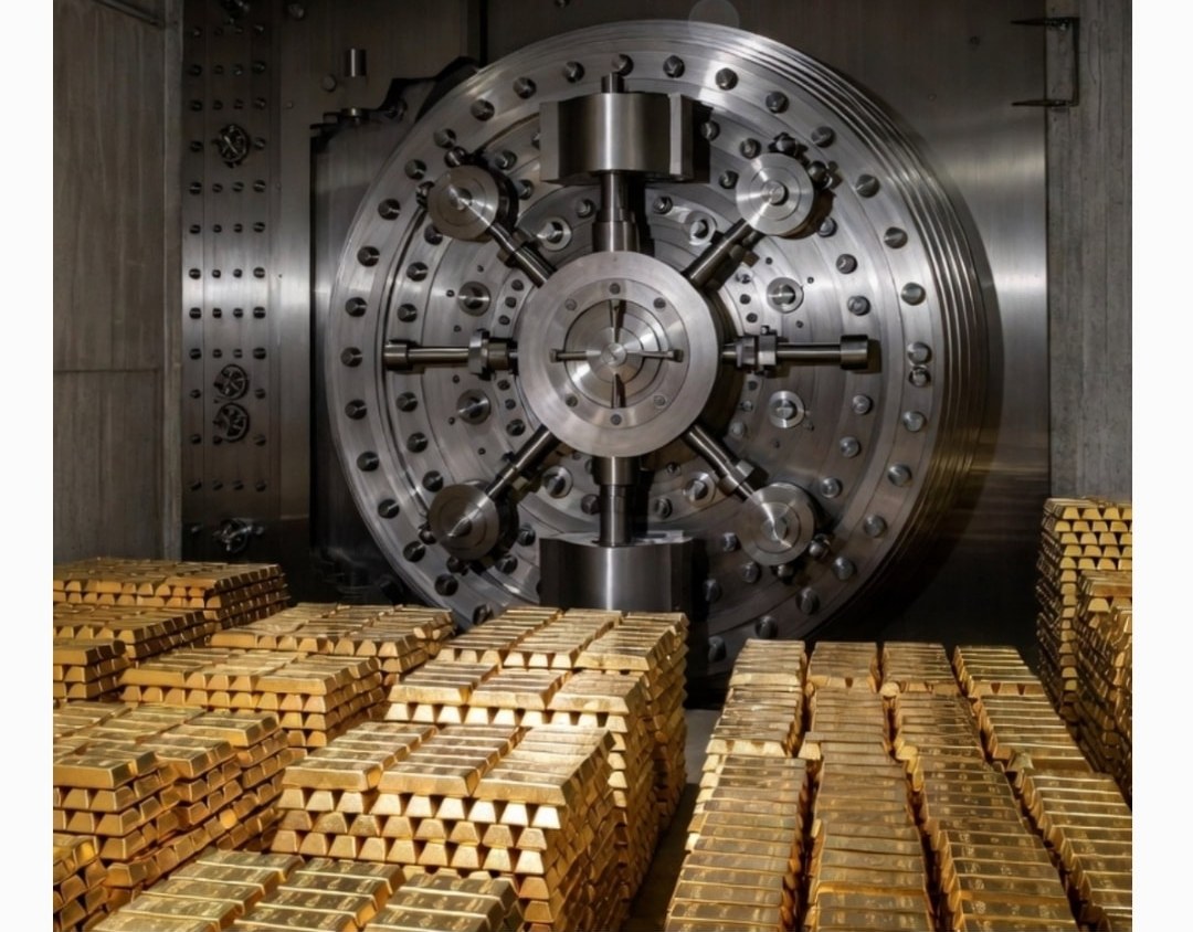 Banktresor mit Goldbarren