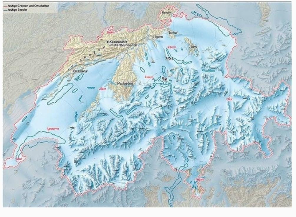 swisstopo Karte der Schweiz unter dem Eis vor 24000 Jahren