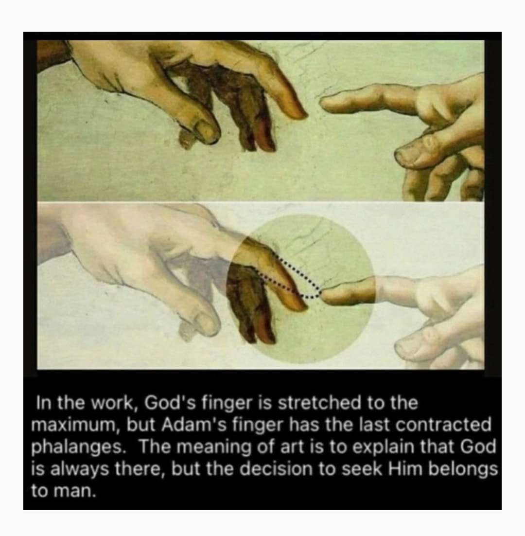 Michelangelo, Erschaffung Adams, mit Text